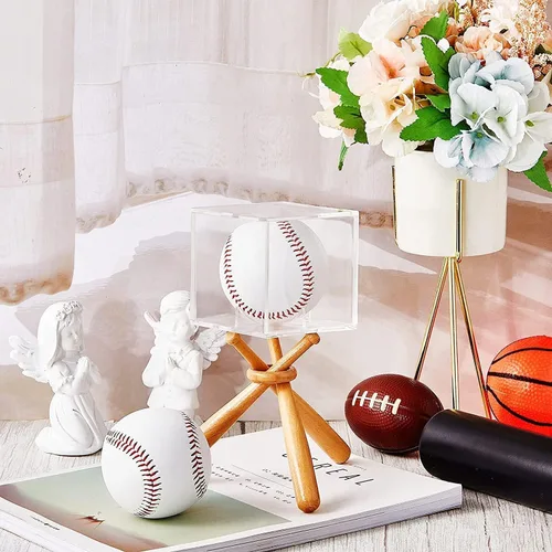 Miniatura 7 de Estuche de exhibición de béisbol, cubo acrílico con protección UV, soporte cuadrado transparente para exhibición de recuerdos y almacenamiento