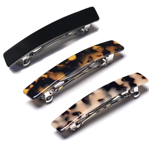Miniatura 10 de Pinzas automáticas pequeñas de acetato de tortuga para mujer, pasadores de pelo fino, 4 piezas