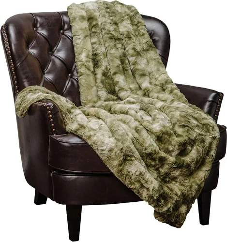 Miniatura 11 de Chanasya Manta de Tiro de Piel Sintética de Lobo Premium - Suave, Mullida Sherpa y Minky - para Cama o Sofá - 60" x 70" - Gris