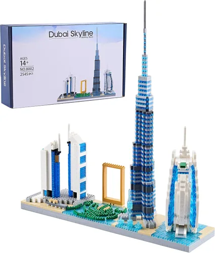 Miniatura 6 de Architecture Dubai Skyline - Kit de construcción de modelos coleccionables, juegos de microbloques para adultos, kit de modelo de regalo de 2545
