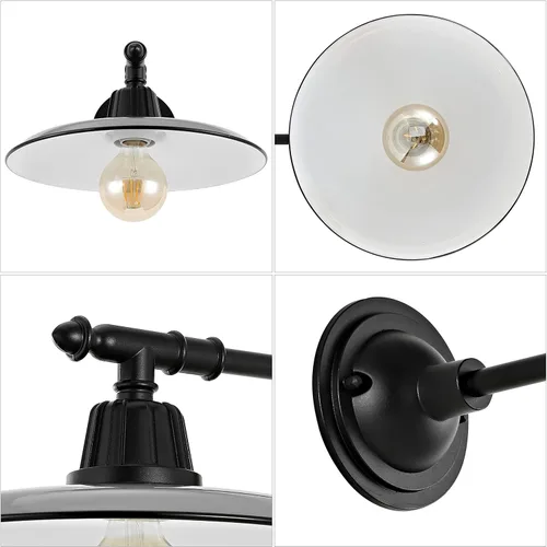 Miniatura 5 de JONATHAN Y Lámpara de pared industrial de 12 pulgadas color gris/negro con 1 luz, lámpara de pared industrial para porche, patio, brazo victoriano