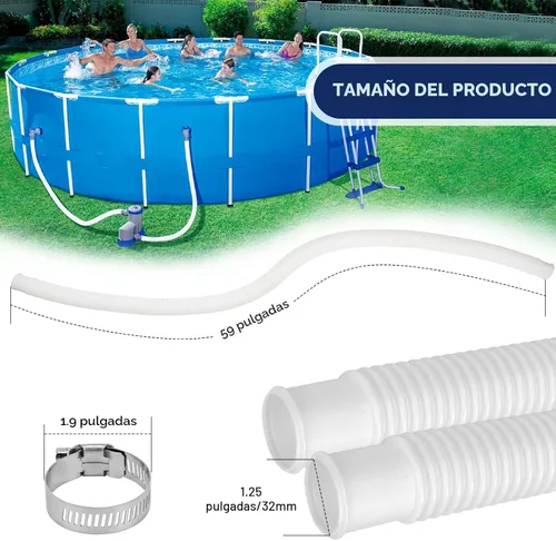Miniatura 2 de Mangueras de piscina para piscinas sobre el suelo, paquete de 4 mangueras de bomba de filtro de piscina de 1.25 x 59 pulgadas, compatibles con bomba