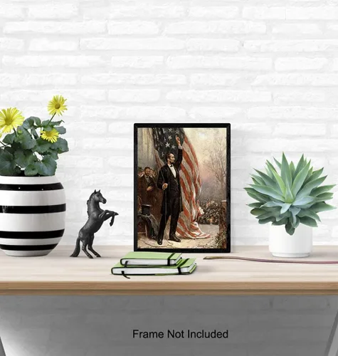 Miniatura 4 de Abraham Abe Lincoln - Póster artístico de la bandera estadounidense, regalo patriótico de 8 x 10 pulgadas para hombres, republicanos, conservadores