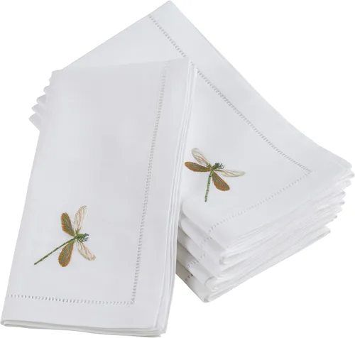 Miniatura 21 de Juego de 6 servilletas bordadas de magnolia hechas a mano con borde cosido
