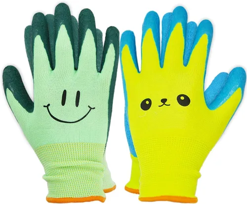 Guantes de jardinería para niños de 2 a 12 años, para jóvenes, niñas, niños, guantes de jardín para trabajo en el patio (talla 5 para 9, 10 años)