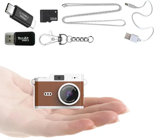 Cámara digital con llavero, mini cámara digital con tarjeta de 32 GB, grabación de video, dijes para bolsa, micro cámara compacta para el pulgar,