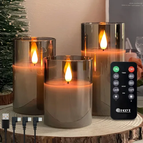 Miniatura 17 de LEDHOLYT Vela Recargable Sin Llama, Vela de Pilar LED Intermitente de Cera Real con Control Remoto y Temporizador, Mecha en Forma de Lágrima, Velas