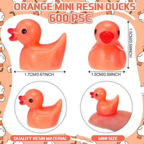 Miniatura 2 de Barydat 600 piezas de mini patos de resina naranja a granel, decoración de patos pequeños para esconderse y buscar, bromas, cruceros, accesorios