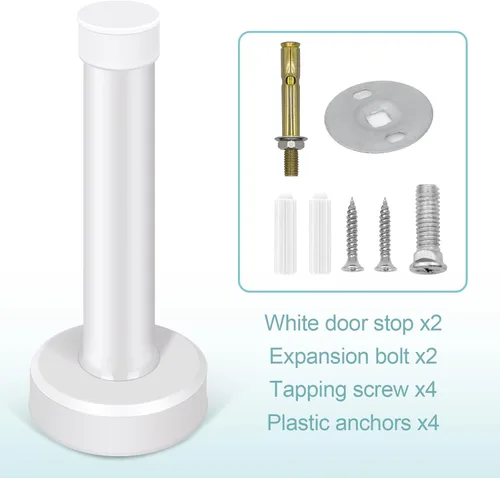 Miniatura 7 de Topes de puerta de 3.5 pulgadas, paquete de 2 topes de puerta blancos, montados en la pared, moderno protector de pared de acero inoxidable