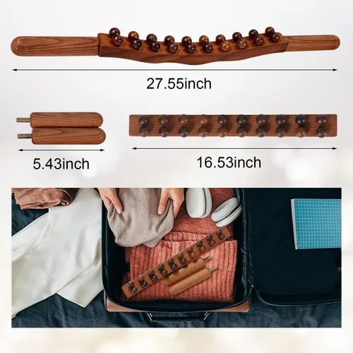 Miniatura 3 de Wood Therapy - Rodillo de masaje de drenaje linfático, herramienta de liberación miofascial, masajeador de celulitis estomacal, alivia el dolor