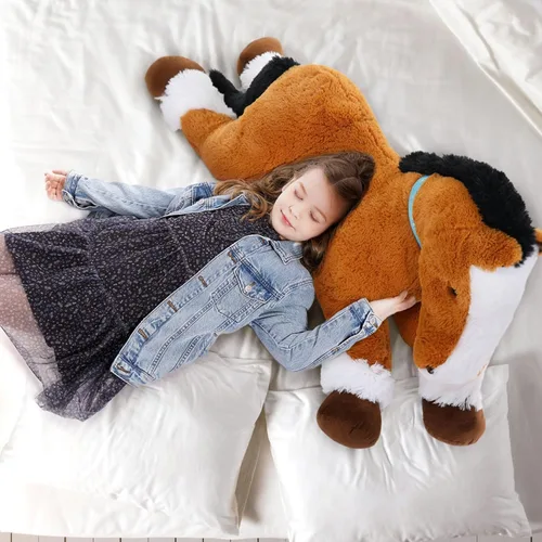 Miniatura 3 de MaoGoLan Peluche de caballo grande para niño, juguete de peluche de caballo grande para niña y niño, poni hinchable para niños, almohada de peluche