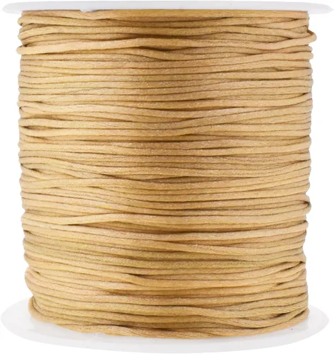 Miniatura 66 de Mandala Crafts Cordón de Satén de Nailon 2mm Cordón Rattail Champagne - 100 Yardas Cordón de Nailon Chino para Nudos Cordón de Seda Cola de Rata