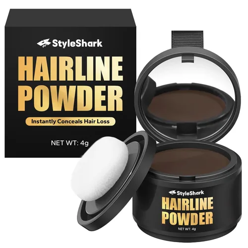 Polvo de línea capilar – a prueba de manchas para cabello fino, color a prueba de sudor para mujeres y hombres (marrón oscuro)
