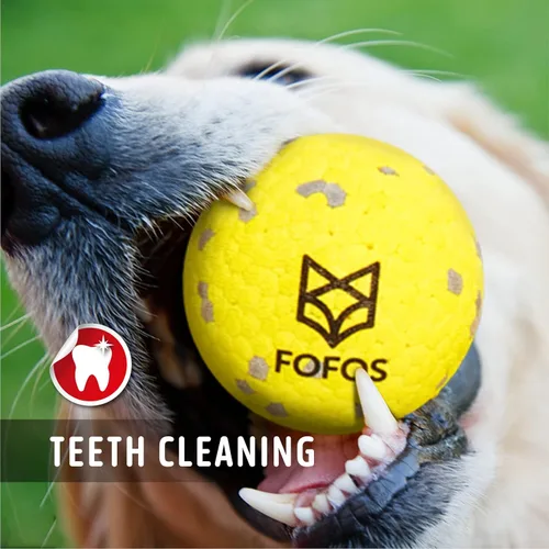 Miniatura 8 de FOFOS Pelotas para perros, juguetes masticables, pelota de tenis para masticadores agresivos, juguetes molares, juguete acuático, bolas Amarillo