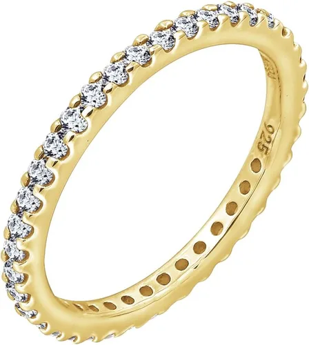 Miniatura 28 de Amazon Essentials Anillo de plata de ley chapada en platino o oro con circonita cúbica redonda de elementos infinitos
