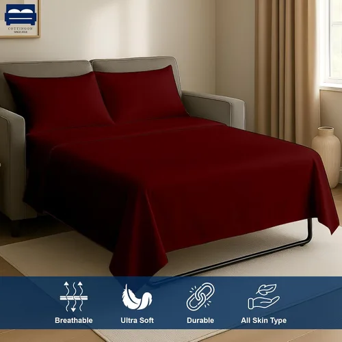 Miniatura 3 de Cottingon Sábanas individuales de 4 piezas para sofá cama individual, sábanas de sofá 100% microfibra cepillada, se adapta fácilmente a colchones