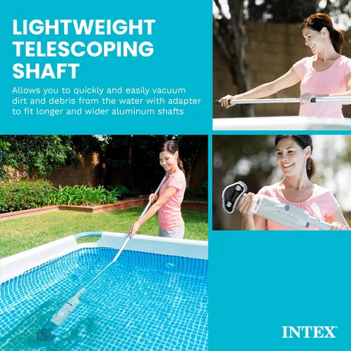 Miniatura 6 de Intex Aspiradora de piscina portátil recargable con mango telescópico de 94 pulgadas y 2 cabezas de cepillo intercambiables para piscinas