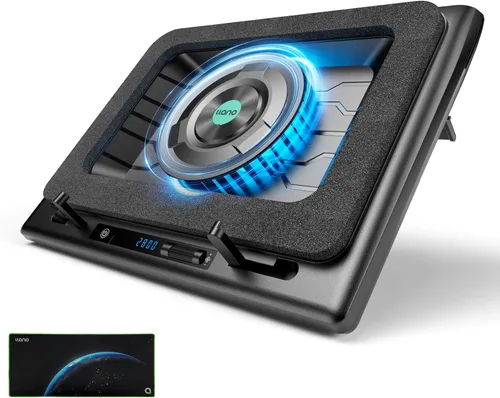 llano Enfriador de laptop para videojuegos, soporte de almohadilla de refrigeración para laptop V12 con ventilador de 5.5 pulgadas, enfriamiento