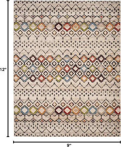 Miniatura 2 de SAFAVIEH Amsterdam Collection Alfombra Decorativa - 2.3 pies x 4 pies, Negro & Multi, Diseño Marroquí Bohemio, Sin Desprendimiento y Fácil Cuidado