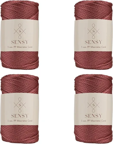 Miniatura 132 de Sensy - Cuerda de poliéster prémium de 0.197 in, 104 yardas, 100% polipropileno, cordón de macramé de 0.197 in, cuerda de ganchillo para bolsa