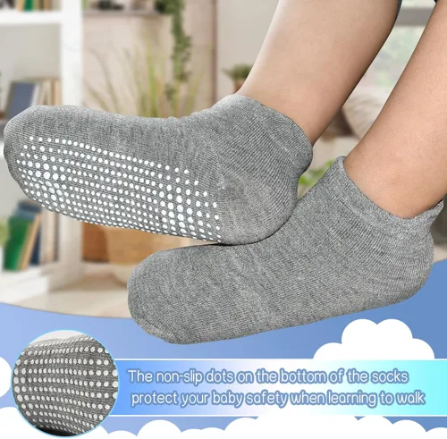 Miniatura 5 de GRPSKCOS Calcetines Antideslizantes para Niños Pequeños 15 Pares Calcetines de Agarre Antideslizantes de Corte Bajo para Niños y Niñas de 1 a 7 Años