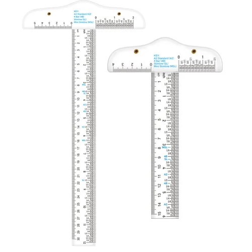 Miniatura 13 de Regla cuadrada en T transparente de acrílico de 12 pulgadas/11.8 in, en pulgadas y métrica, regla cuadrada T, transparente, regla en T