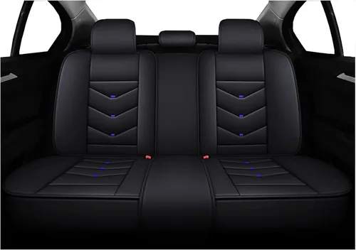 Miniatura 5 de Fundas de asiento de automóvil de cuero, juego completo de fundas de asiento de cobertura completa con soporte lumbar fijo, fundas de asiento