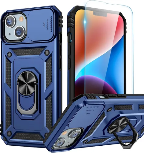 Miniatura 32 de Goton Funda para iPhone 14 Plus con Protector de Pantalla - Funda con Cubierta Deslizante para Cámara con Soporte de Anillo, Resistente de Grado