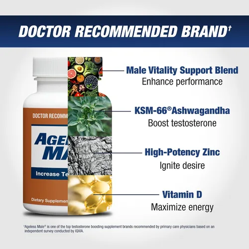 Miniatura 3 de Ageless Male Free Testosterone Booster Supplement for Men, 60 Tablets