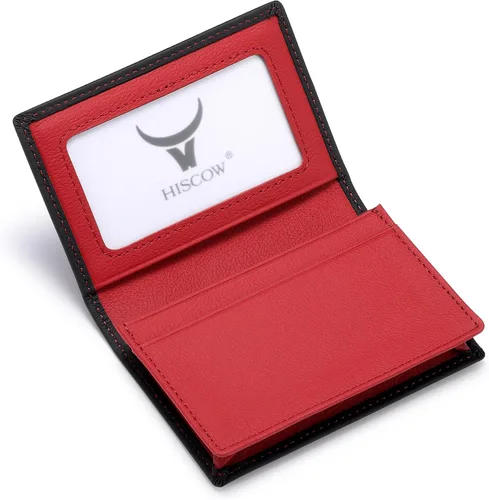 Miniatura 24 de Funda de piel para tarjetas de visita para hombres y mujeres, piel de becerro italiana Café