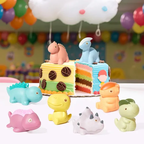 Miniatura 2 de AMCHSURI Juguetes de Baño, Paquete de 9 Dinosaurios Diseño de Juguetes de Baño Sellados, Sin Agujeros y Libres de Moho Suaves, Exprimibles
