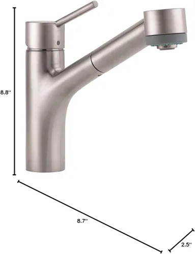 Miniatura 6 de hansgrohe Talis S 06462860 - Grifo de cocina de acero inoxidable con pulverizador extraíble, grifo para fregadero de cocina, óptica de acero