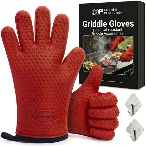 Miniatura 15 de KITCHEN PERFECTION Guantes de silicona para horno y plancha -Guantes de barbacoa y parrilla resistentes al calor extremo - Maneja comida caliente