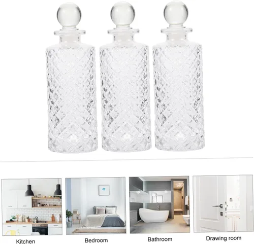 Miniatura 3 de DECHOUS 3 unids de escritorio difusor de vidrio botellas 5.1 fl oz difusores de aceite recargables para habitación aromaterapia conjunto