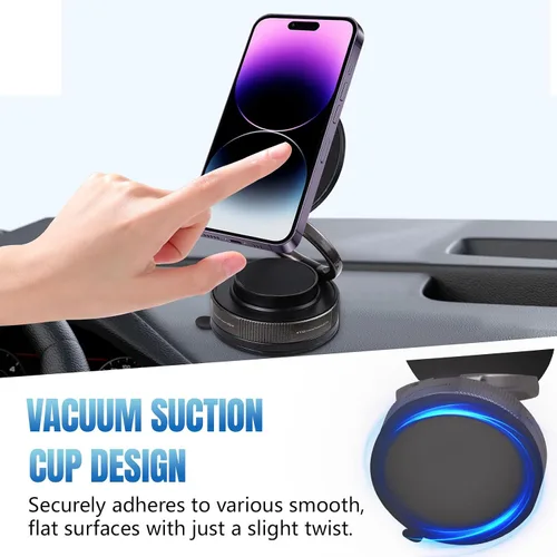 Miniatura 6 de Soporte magnético para teléfono con succión al vacío, soporte retráctil plegable para teléfono celular con ventosa, soporte de teléfono ajustable