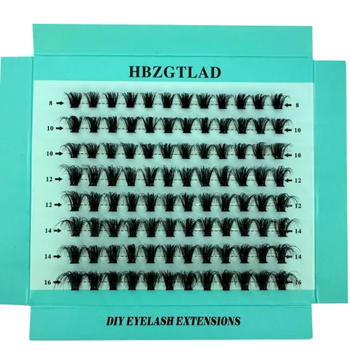 Miniatura 15 de Mezcla de pestañas postizas 3D esponjosas de un solo racimo, abanicos de volumen, pestañas individuales segmentadas naturales para extensión