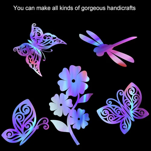 Miniatura 8 de Outus Película de celofán iridiscente de celofán arcoíris, decoración de manualidades para cestas de regalo, suministros de mariposas de hadas