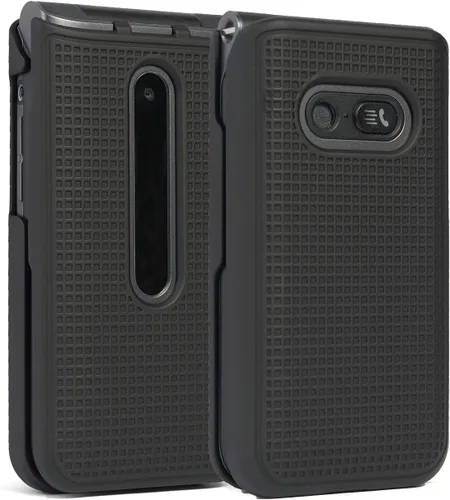 Nakedcellphone Funda para LG Classic Flip, [Negro] Carcasa rígida a presión [textura de rejilla] para LG Classic Flip Phone L125DL