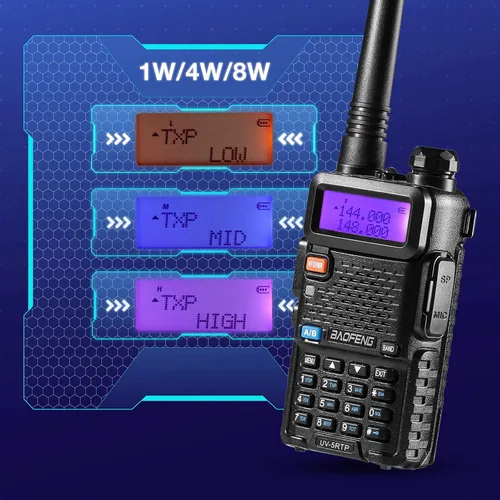 Miniatura 2 de Baofeng UV-5R 8W Radio bidireccional de doble banda, UV-5RTP Radio de mano con auricular, batería de 1800mAh, cargador de escritorio, 128CH, soporte