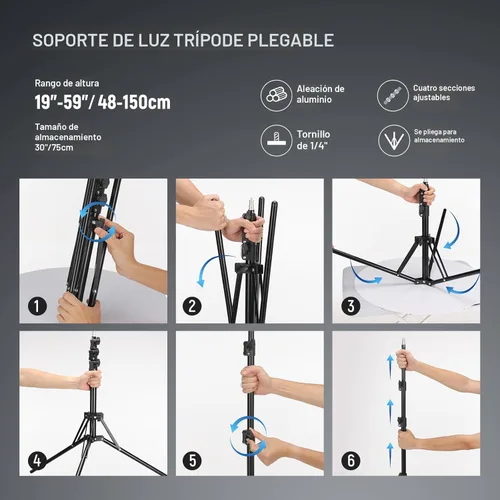 Miniatura 8 de NEEWER Kit de luz de anillo de 18 pulgadas: LED profesional de 55 W 5600 K con soporte y soporte para teléfono, tubo suave y bolsa para extensión