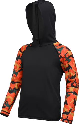 Miniatura 32 de Sudadera con capucha para niños, protección solar UPF 50+, manga larga, protección solar UV, camisa de pesca para niños y jóvenes, camisas de agua
