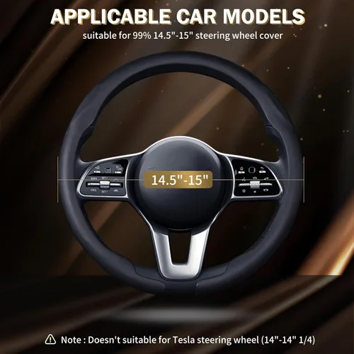 Miniatura 6 de Aimato Funda ultrafina para volante de automóvil, microfibra cómoda y transpirable, ajuste universal para la mayoría de los automóviles, color negro