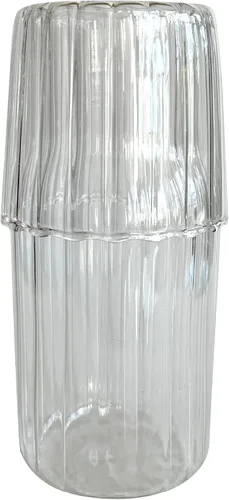 Miniatura 2 de Lily's Home Jarra de Agua de Mesita de Noche de Estilo Vintage con Vaso de Cristal, Usar en Dormitorio, Baño o Cocina, Usar el Vaso como Tapa, Retro
