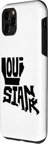 Miniatura 2 de Funda para iPhone 11 Pro Max Patriotic Home State Map of Louisiana Text Art Shape Design
