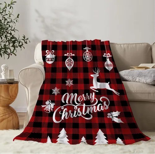 Miniatura 14 de YeeJu Manta de Navidad para Bebé Decorativa Roja a Cuadros Manta Navideña para Niños Pequeños Manta para Envolver Mascotas Cuna Suave Ligera