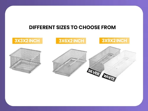 Miniatura 5 de YBM HOME Organizador de cajones de malla blanca para cajones y estantes, soporte para suministros escolares, cesta organizadora de escritorio