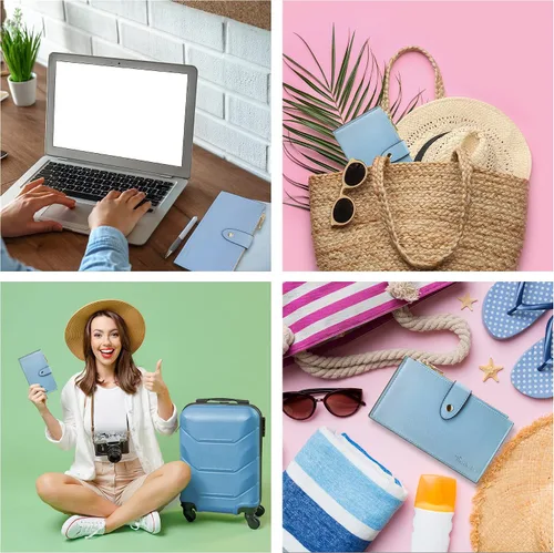 Miniatura 4 de Travelambo Billetera plegable con bloqueo RFID para mujer, con bolsillo con cremallera