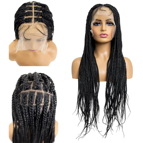 Miniatura 5 de PIB Peluca de encaje completo individual de 12 pulgadas, diseño de Passion Twist con raya cuadrada, pelucas trenzadas sin nudos para mujeres negras