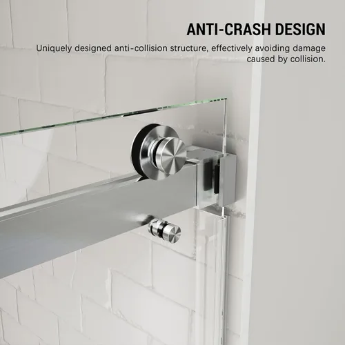 Miniatura 4 de Puerta de ducha ajustable de 56"-60" (ancho) x 76" (alto), puerta de ducha sin marco, puerta de ducha de doble corredera, puerta de ducha con diseño