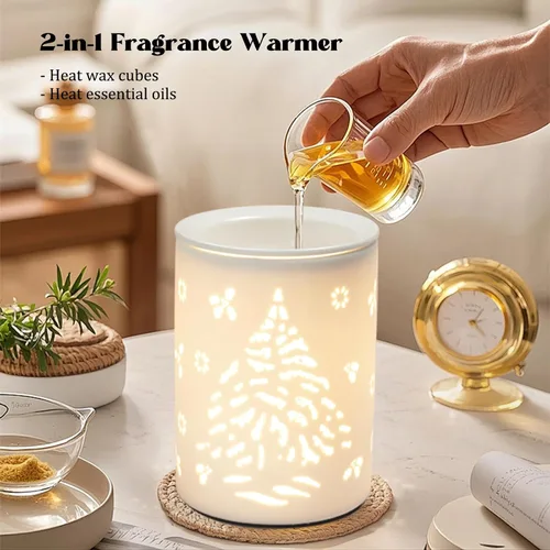 Miniatura 6 de Calentador de cera de árbol de Navidad para ceras perfumadas, calentador de ceras de fusión de cerámica, quemador de aceite de fragancia